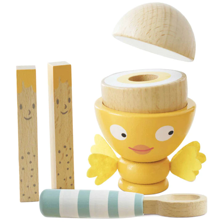 Wooden Egg Cup & Soldiers - 6 Piece Set |  | Safari Ltd®