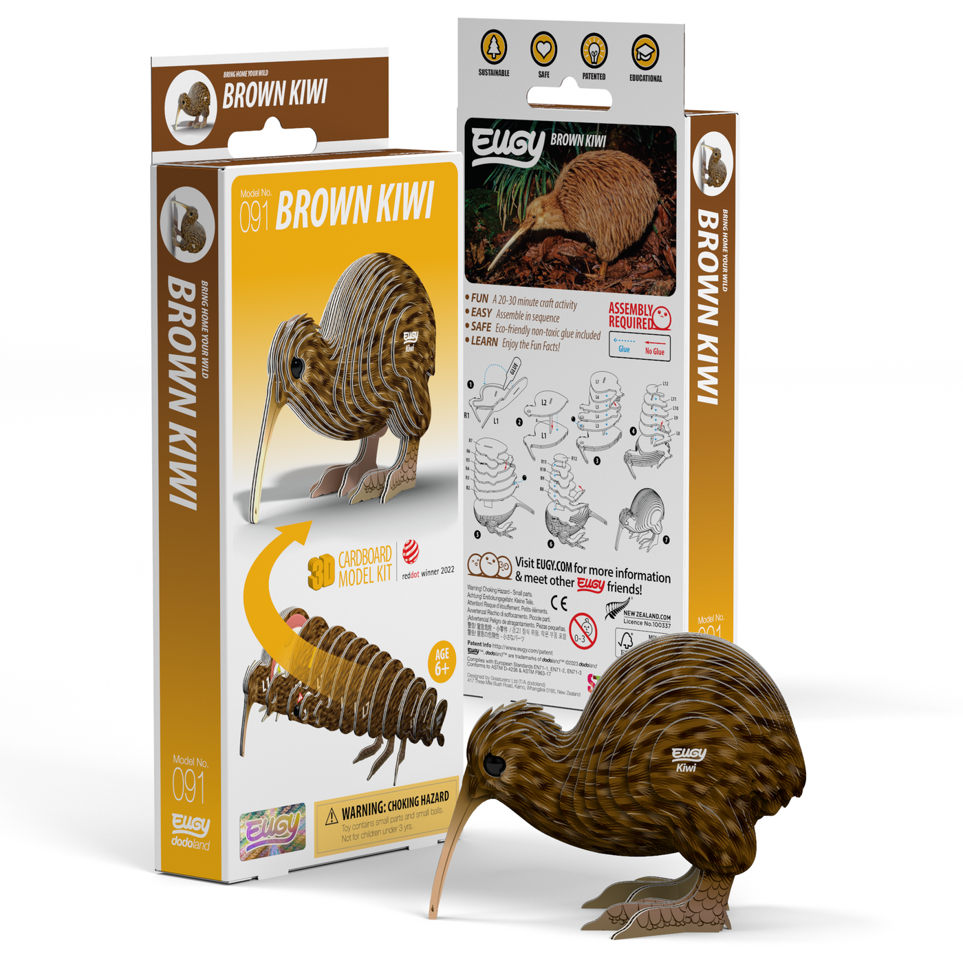 EUGY Brown Kiwi 3D Puzzle