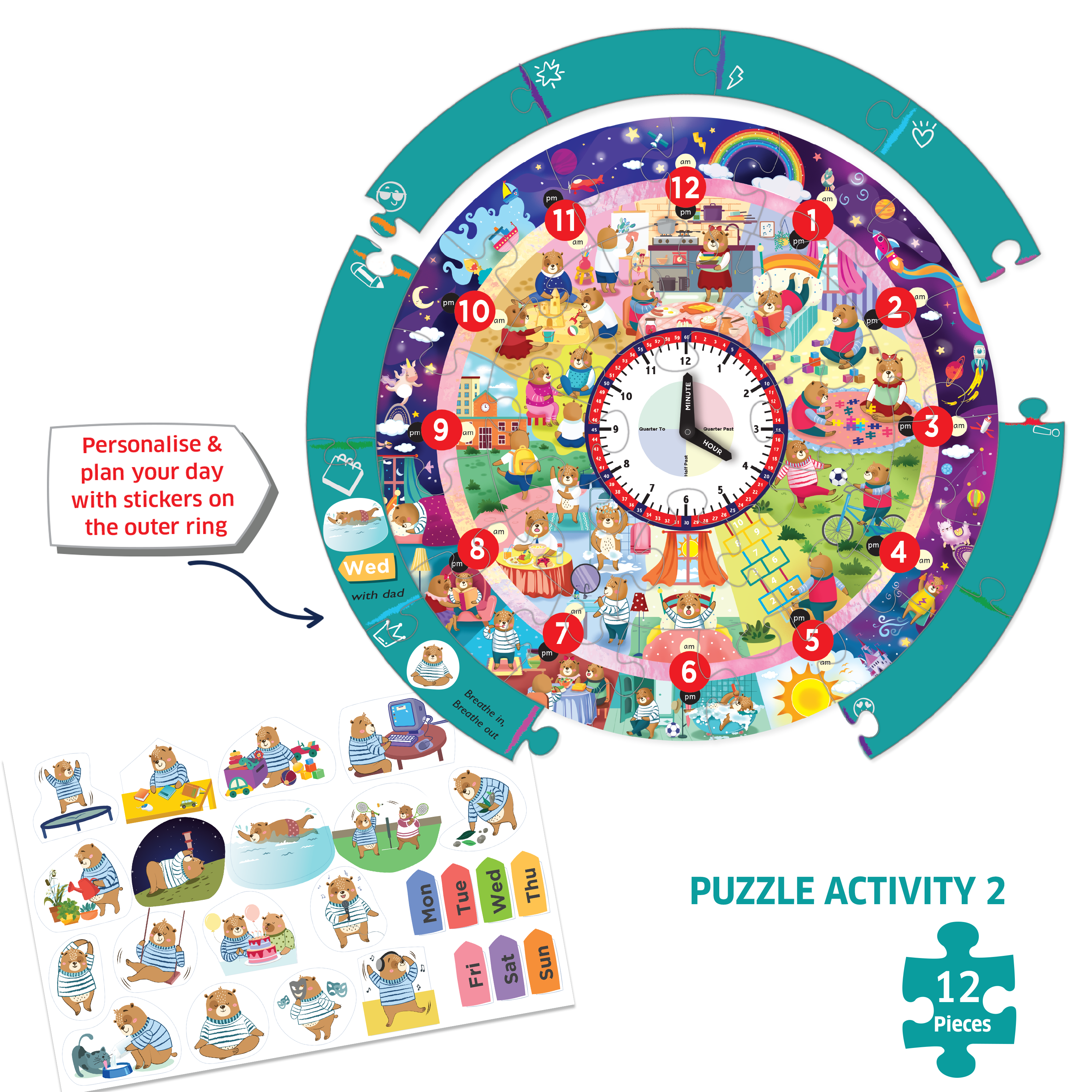 Chalk & Chuckles Busy Bear's Tell the Time Puzzle