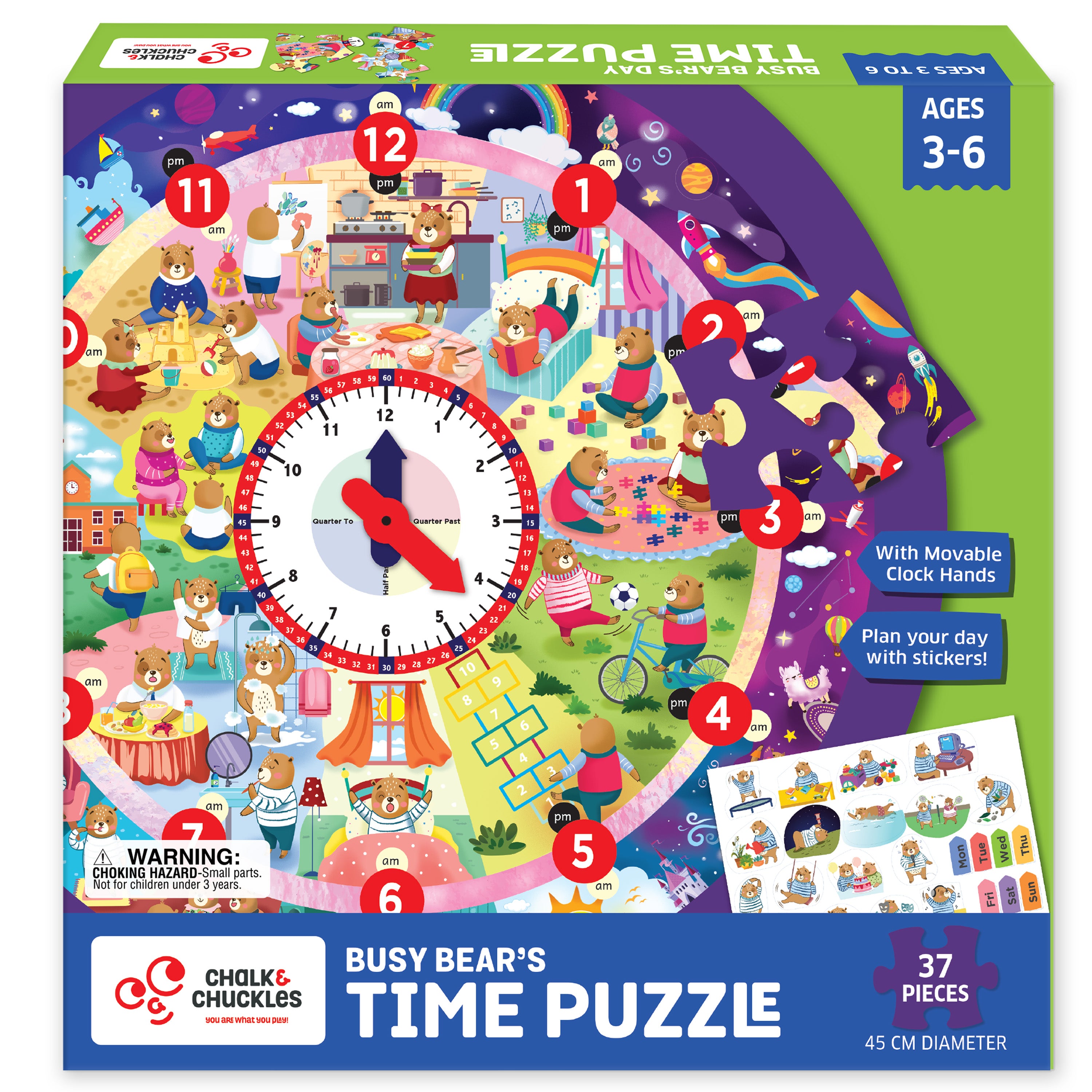 Chalk & Chuckles Busy Bear's Tell the Time Puzzle