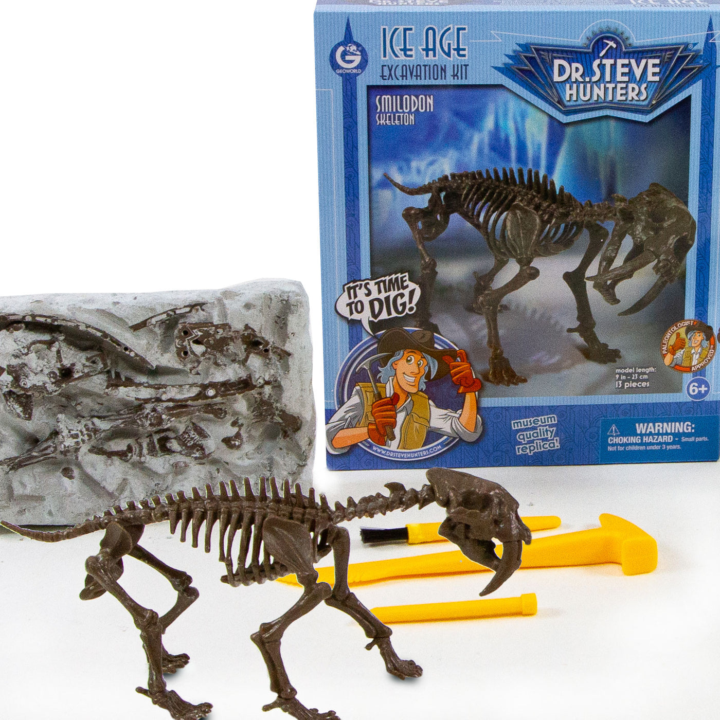 Dr. Steve Hunters GEOWorld Ice Age Dig Smilodon Excavation Kit - 13 pieces |  | Safari Ltd®