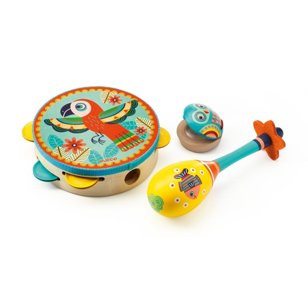 Animambo 3 Pc Set Tambourine - Maracas - Castanet - Safari Ltd®