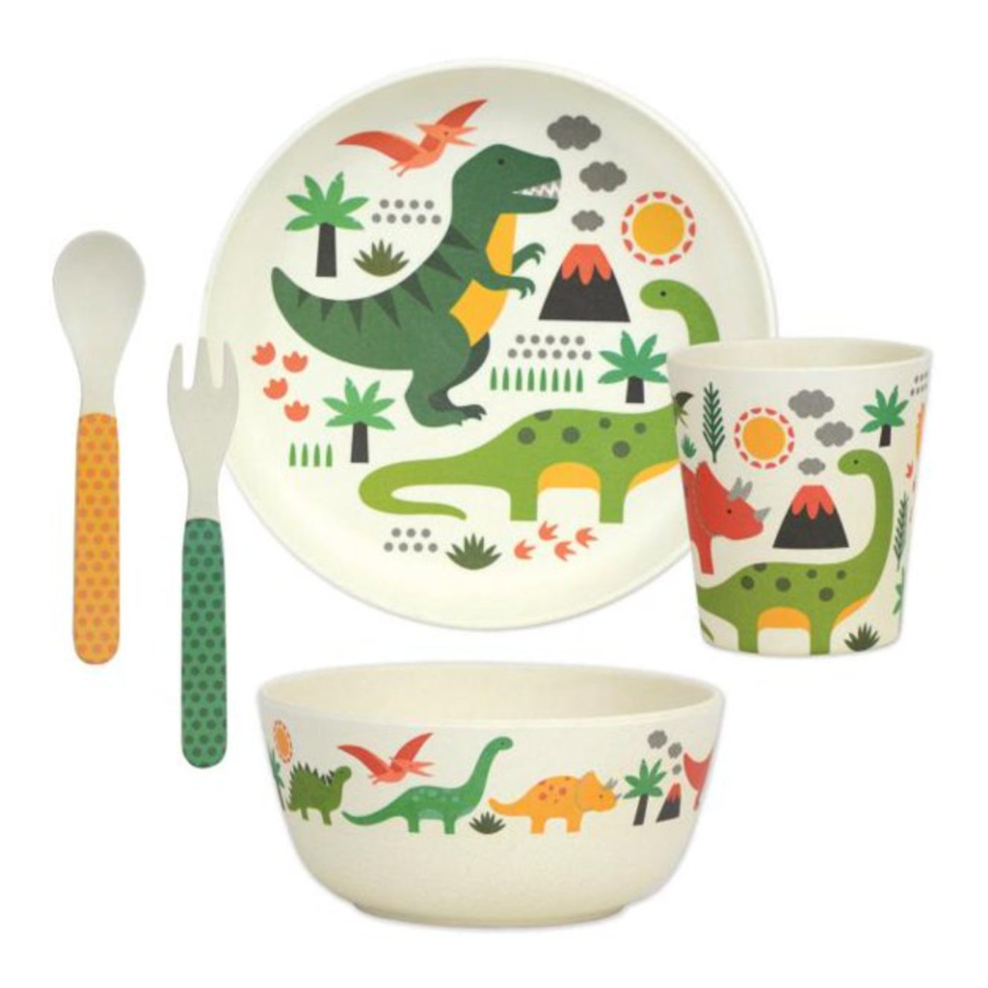 Dinosaurs Eco-Friendly Bamboo Dinnerware Set - Safari Ltd®