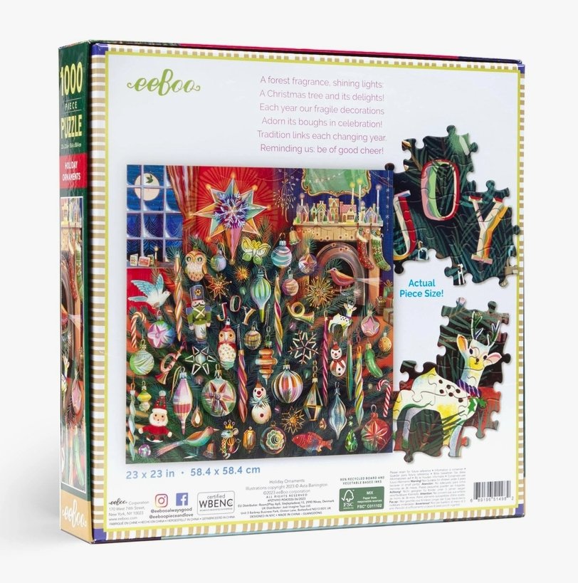 Holiday Ornaments 1000 Piece Square Jigsaw Puzzle - Safari Ltd®