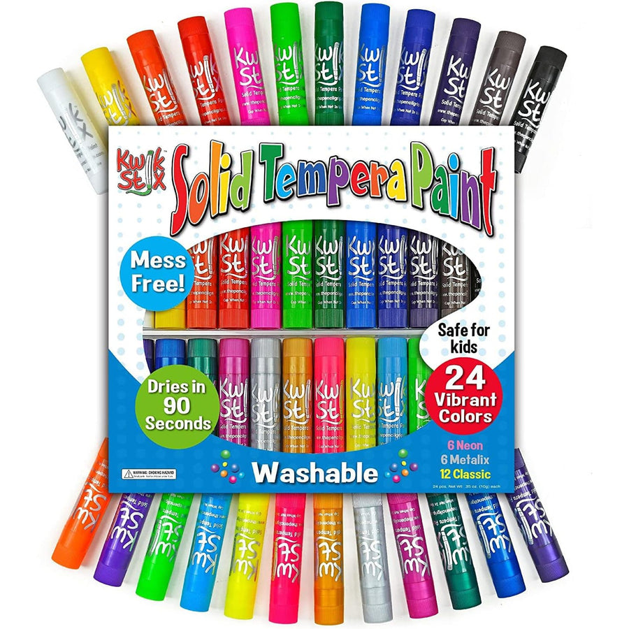 KwikStix Tempera Paint 24 Pack Classic, Metalix, Neon Colors - Safari Ltd®