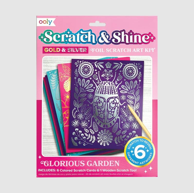 Ooly Glorious Garden Scratch & Shine Foil Scratch Art Kit