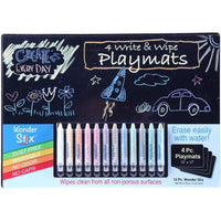 Wonder Stix Black Board Playmat Kit 12"x17" with 12 Wonder Stix - Safari Ltd®