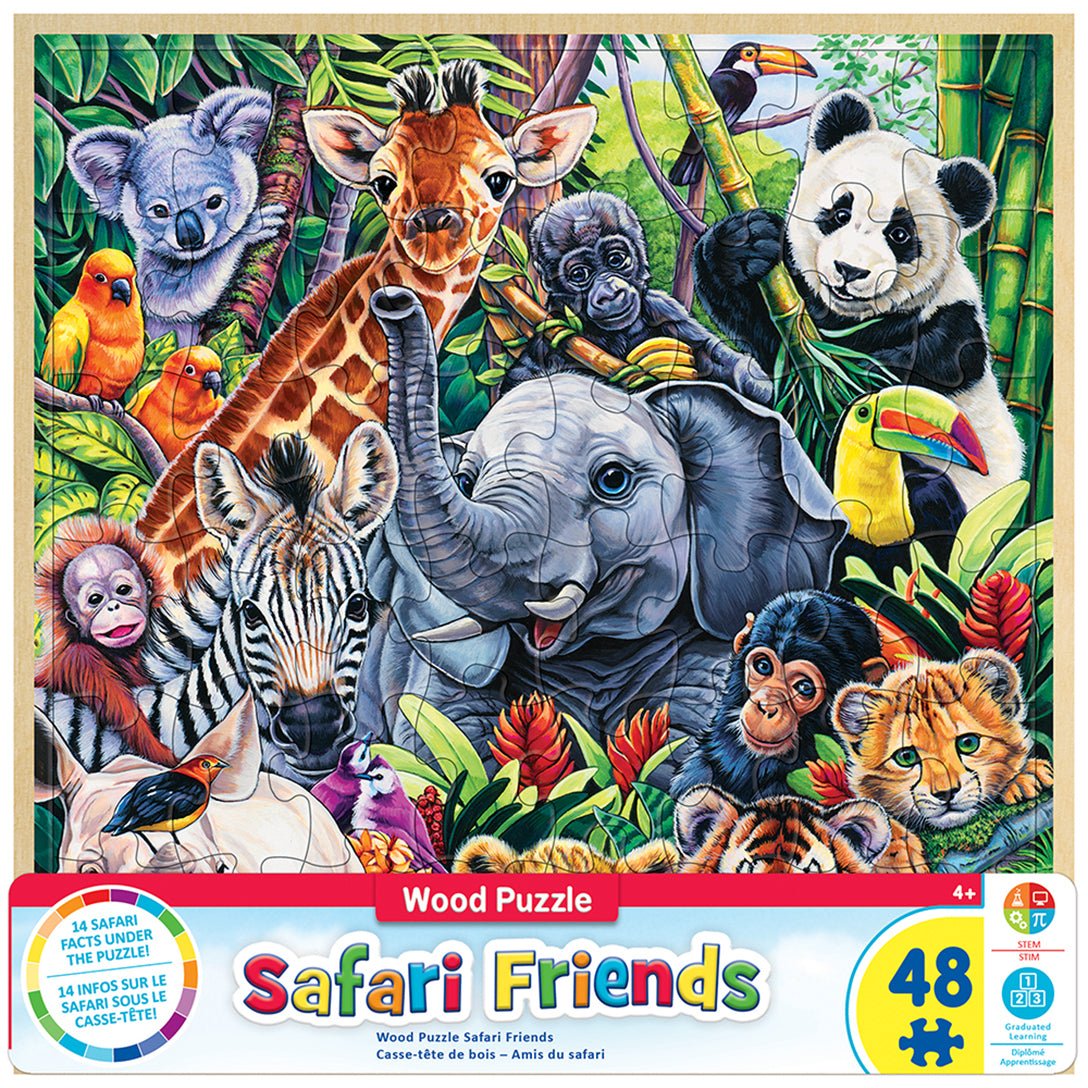 Wood Fun Facts - Safari Friends 48 pc Wood Puzzle - Safari Ltd®